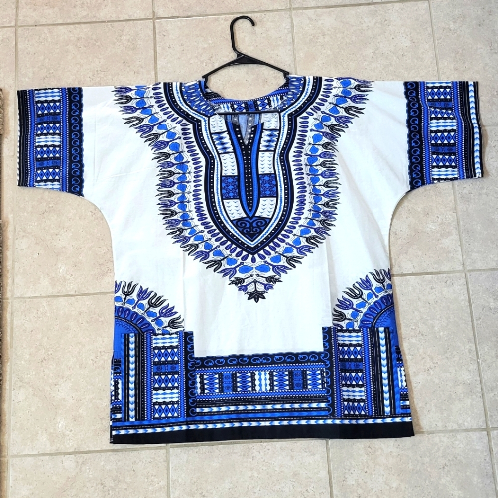NWOT Royal Blue Tribal African Dashiki Size One Size fit to XL